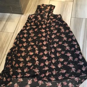 Sheer long floral flowing vest